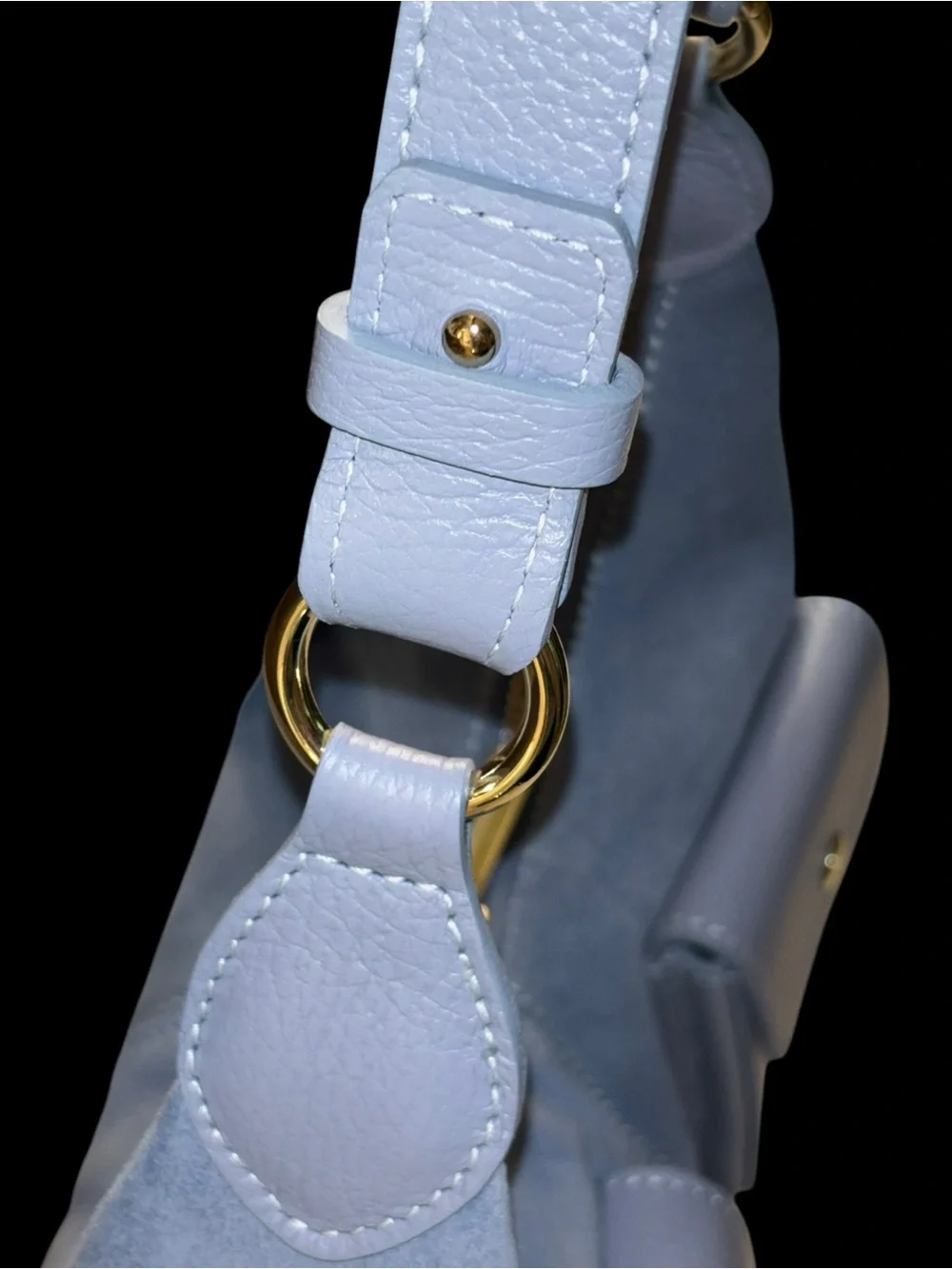 NWT Lilium Firenze Patty Suede Utility Shoulder Bag Crossbody Celeste Blue Italy